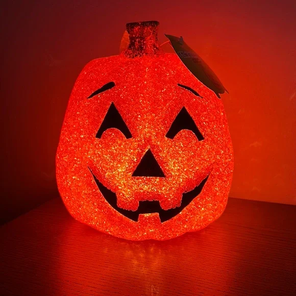 Light Up Sparkling Pumpkin Decoration 9” NWT - Picture 12 of 12
